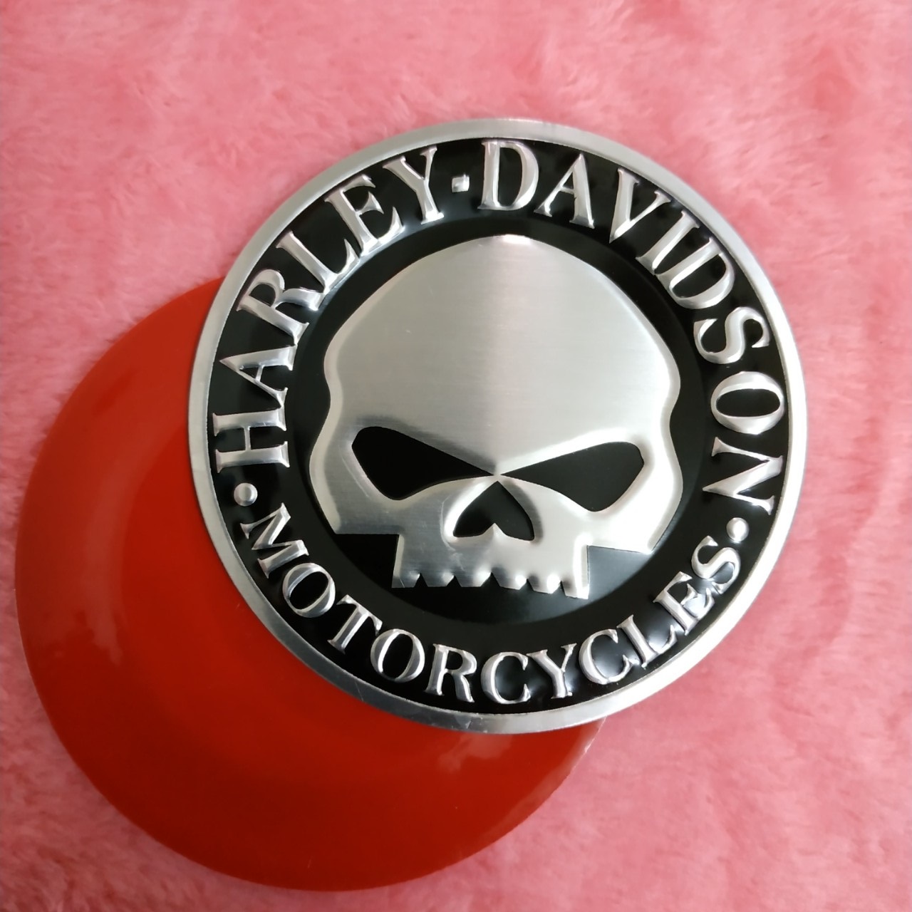 Logo Nhôm Dán Xe Harley Davidson tròn 7.5cm
