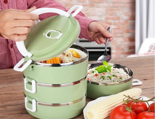 Hộp đựng cơm giữ nhiệt 4 ngăn/hộp đựng cơm giữ nhiệt inox giá rẻ -Hộp cơm hộp đựng cơm văn phòng giữ nhiệt 4 tầng inox