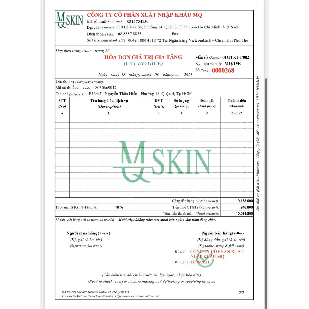Serum thay da nhân sâm MQ Skin