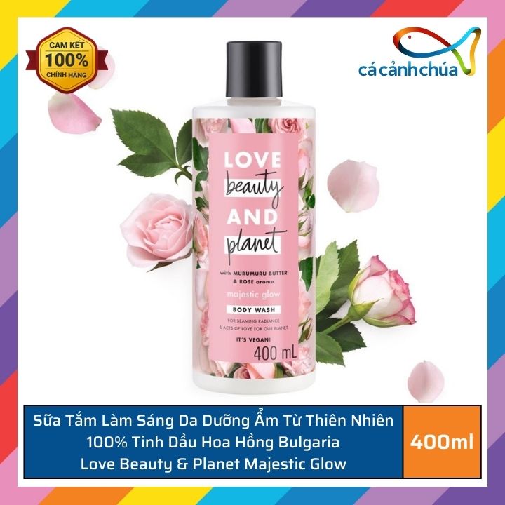 Bath Milk and milk can love beauty & planet brighten skin with 100% rose essential oil Bulgaria 400ml-Thailand