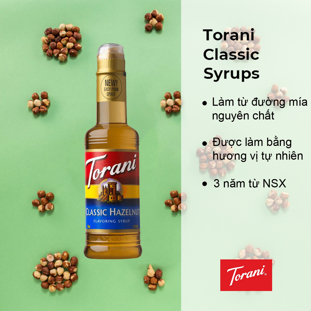 Torani classic siro pha chế vị hạt phỉ hazenut syrup 375ml mỹ