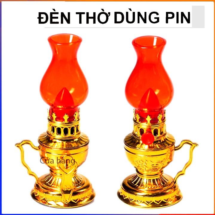 Đèn thờ cúng kiểu đèn dầu để bàn - Đèn thờ tổ tiên, phật, thổ địa, thần tài, đèn ban thờ - đèn hoa sen thờ cúng, đèn thờ sài pin, đèn thờ vĩnh cữu
