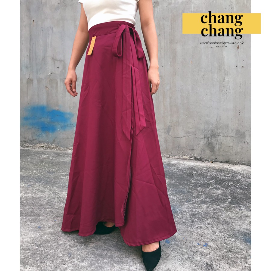 Chân váy chống nắng thiết kế, váy chống nắng cài nút sau thời trang | đỏ nơ hông