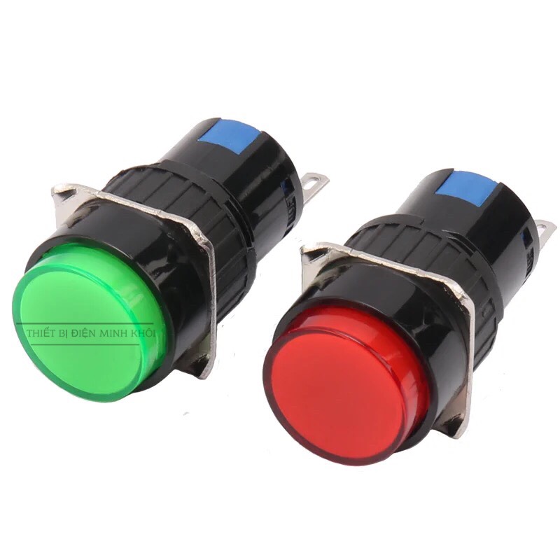 nút nhấn phi 16 tròn, nút nhấn đề phi 16mm có đèn