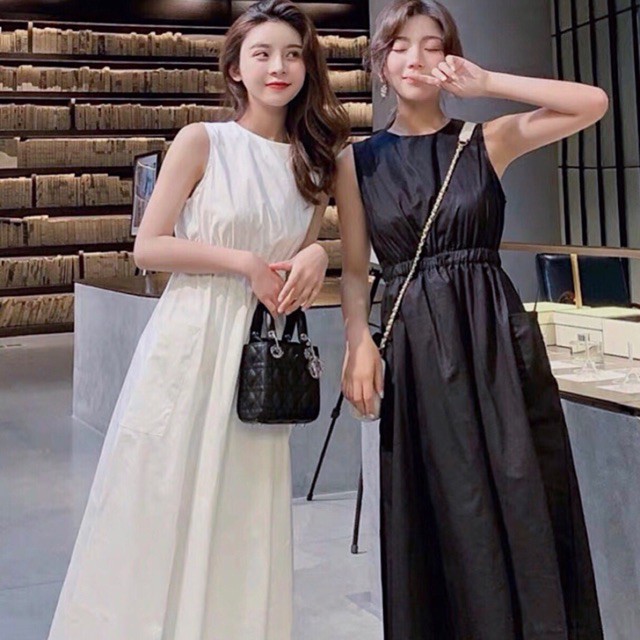Đầm thun eo 2 màu