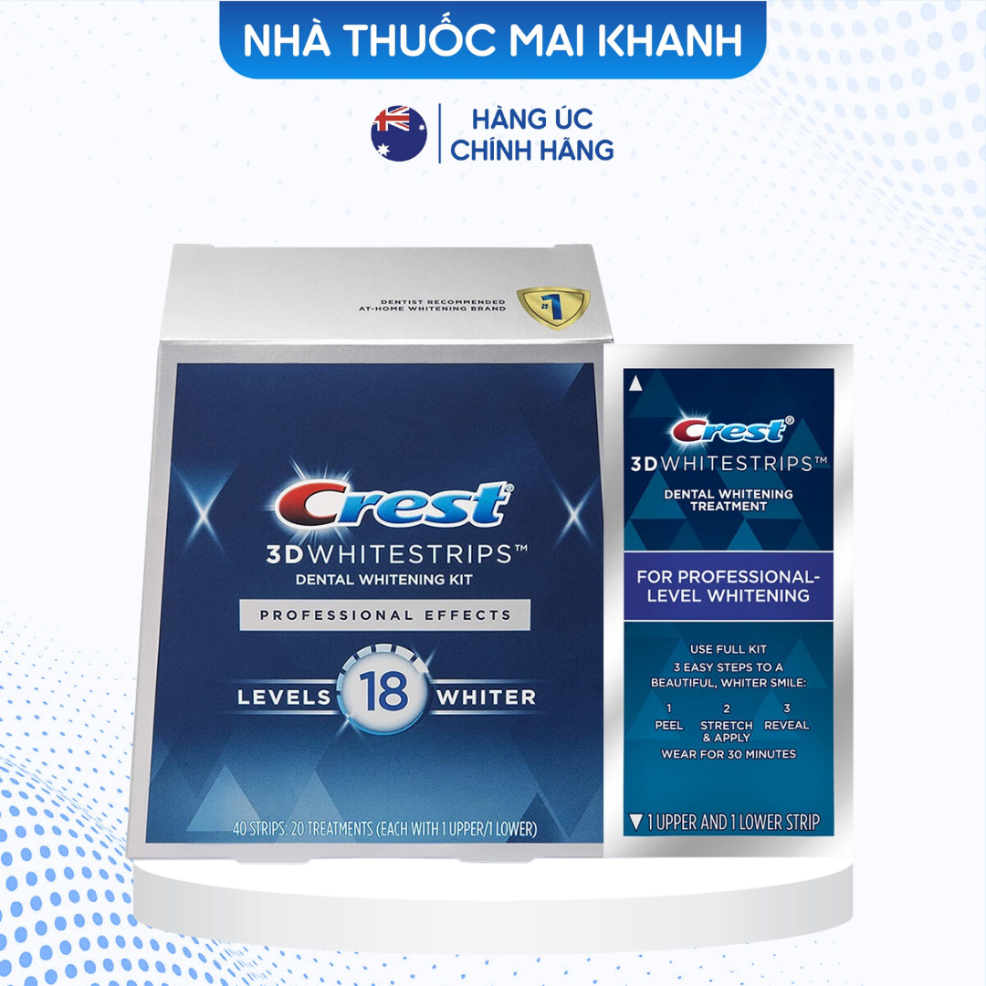 Miếng dán trắng răng Crest 3D White tẩy trắng răng USA/ CANADA