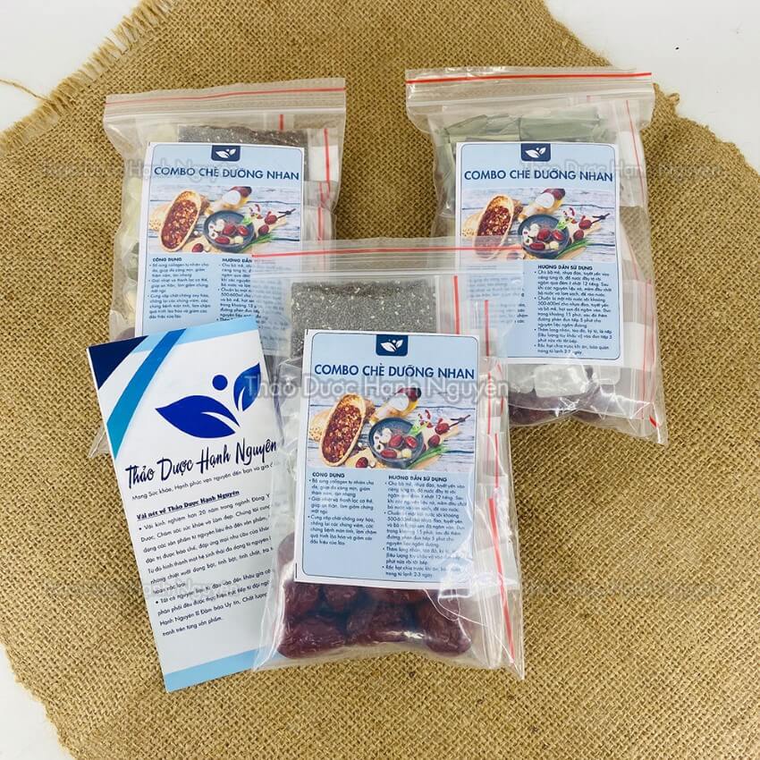 Combo 3 set chè dưỡng nhan 10 vị (chè tuyết yến - bồ mễ - nhựa đào thơm ngon, thanh mát) - Thảo dược Hạnh Nguyên