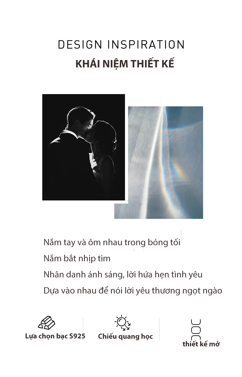 Nhẫn cắp chiếu quang học chữ I love U