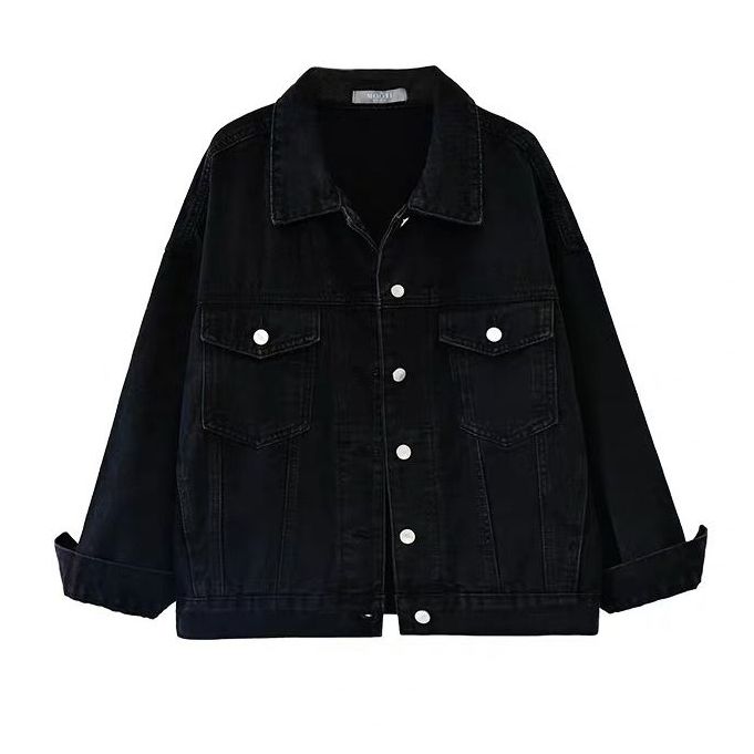 Áo khoác jean nữ đen trơn có size đại áo khoác denim nữ form to big size áo khoác bò nữ phong cách thể thao NGỌC THẢO JEANS