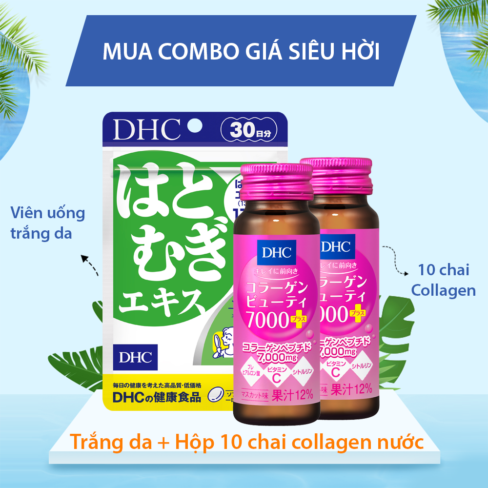 Collagen nước DHC Nhật Bản Beauty 7000 Plus thực phẩm chức năng làm đẹp da, trẻ hóa da bổ sung Vitamin C giúp da căng mọng tràn sức sống Hộp 10 chai TA-DHC-CB7