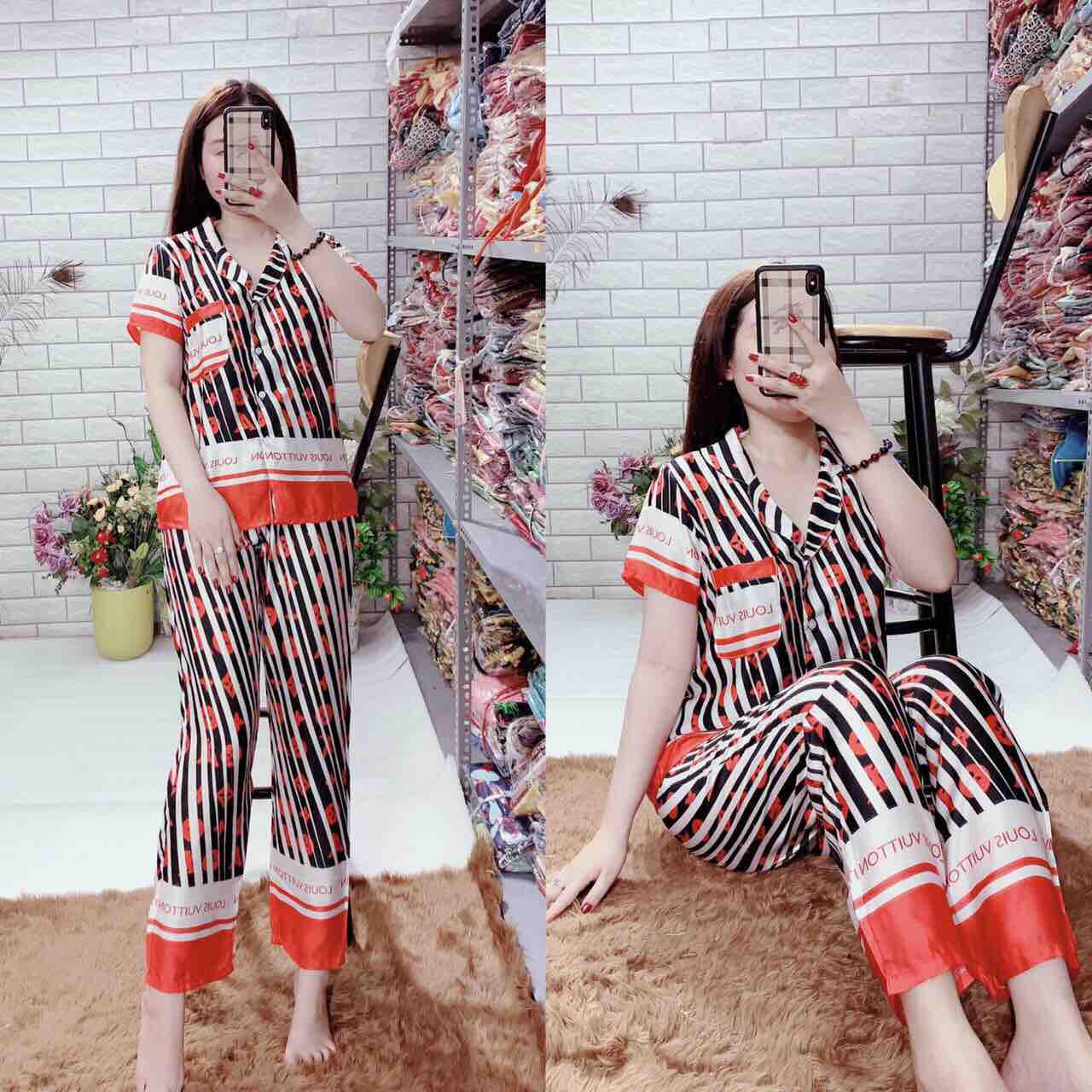 [HCM]Bộ pijama TNQD Satin lụa họa tiết