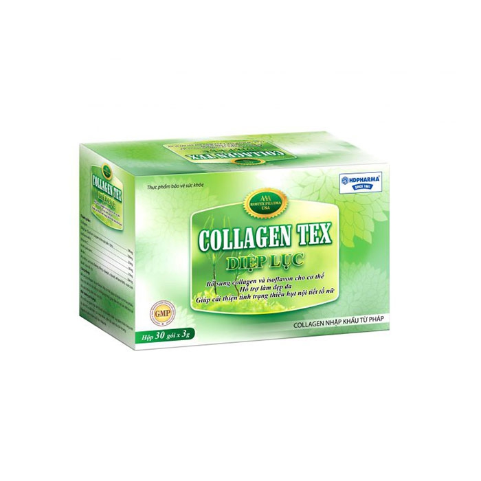 Diệp lục Collagen Tex hỗ trợ đẹp da chống lão hoá cho phụ nữ hộp 30 gói