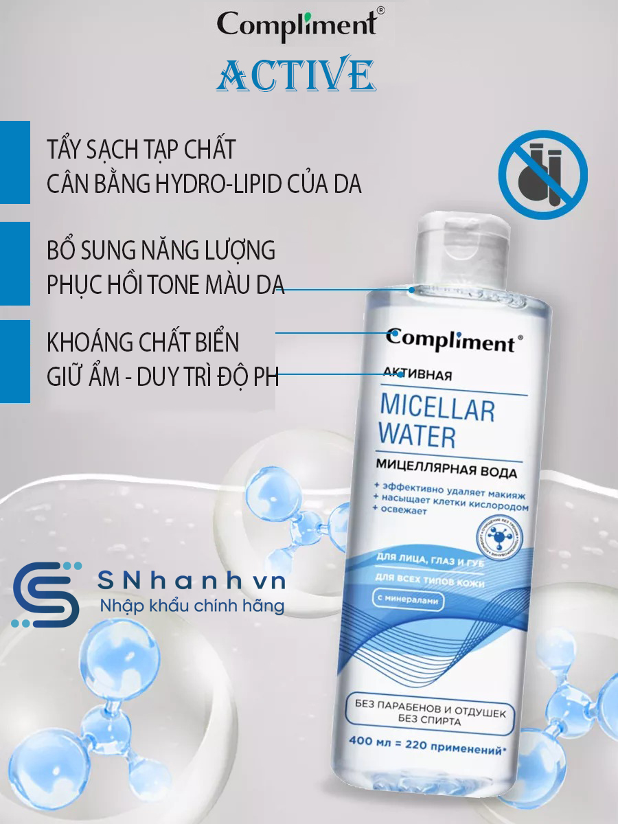 Tẩy trang Micellar Water Compliment 400ml