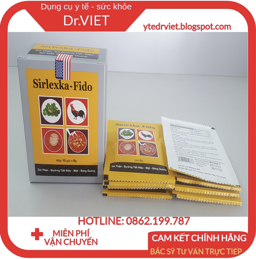 [HCM]SIRLEXKA FIDO - Hộp 10 gói Hỗ trợ sỏi thận sỏi mật sỏi tiết niệu giảm viêm đường tiết niệu sỏi bàng quang viêm thận viêm mật hiệu quả