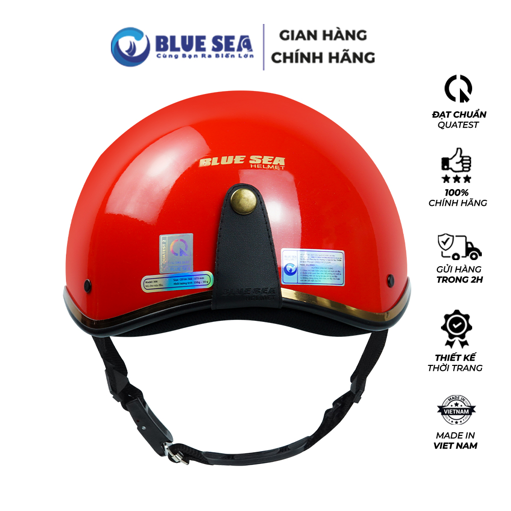 Mũ bảo hiểm 1/2 đầu, nửa đầu BLUE SEA - A366 - Đủ màu sơn Bóng - Thời trang - FreeSize - Chính hãng