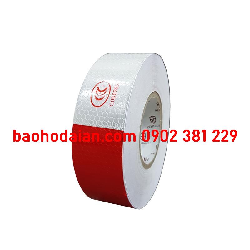 Băng keo dán phản quang trắng đỏ - 5cm x 45m