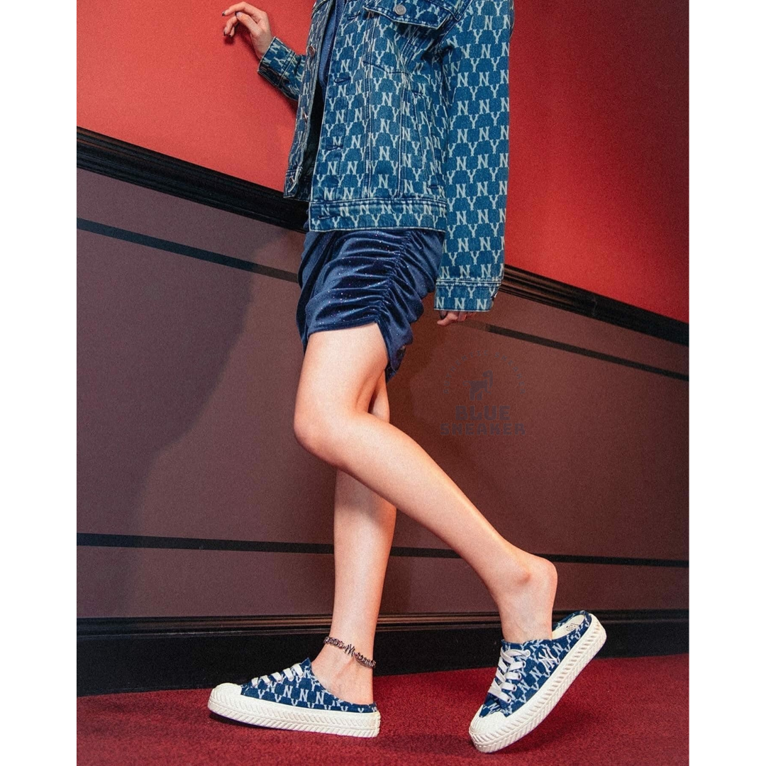 [CHÍNH HÃNG] Giày đạp gót MLB Mule màu đen dễ mang, MLB NY, BLUE SNEAKER 1999