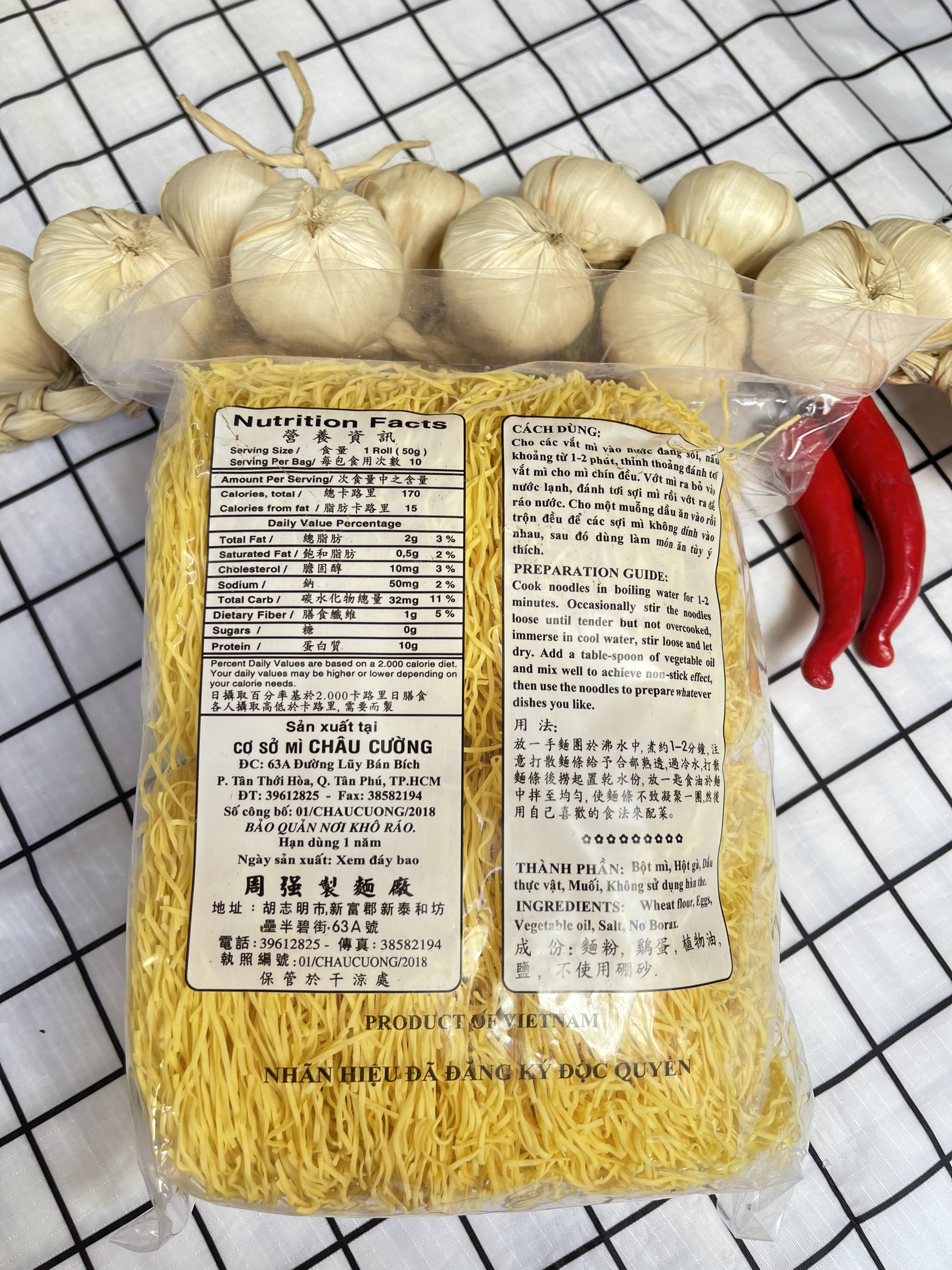 MÌ HỘT GÀ ( MÌ TRỨNG ) CHÂU CƯỜNG ĐẶC BIỆT 500GRAM