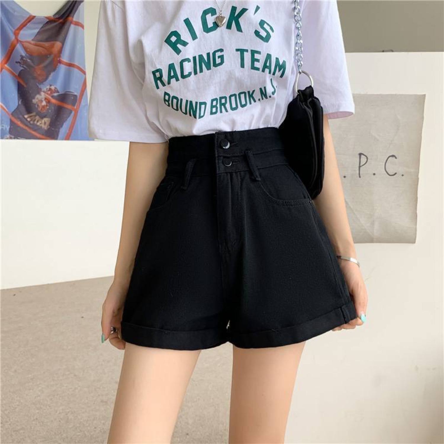 Quần short kaki 2 nút lưng cao lật lai xinh xắn (SK1104)