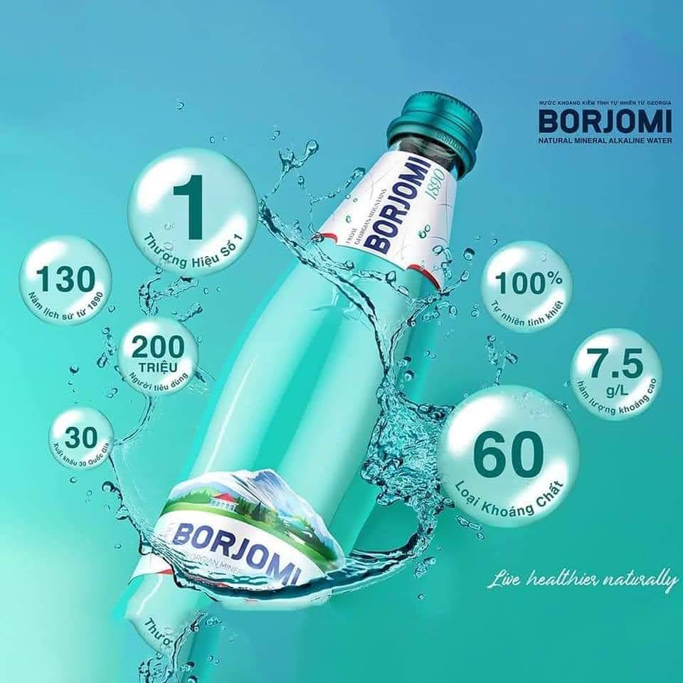 HCMNước khoáng thiên nhiên có ga Borjomi chai thủy tinh 500ml