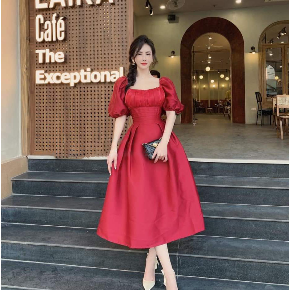 [Đầm Mới] Đầm Nữ Xòe Tay Phồng Cotton Lạnh Phối Tơ Sống LONG Mart Màu Sắc Nhã Nhặn Thật Sự Phù Hợp Để Tới Công Sở, Đi Làm Hoặc Đi Chơi,Free Size Dưới 55kg,Phù Hợp Với Mọi Phong Cách.