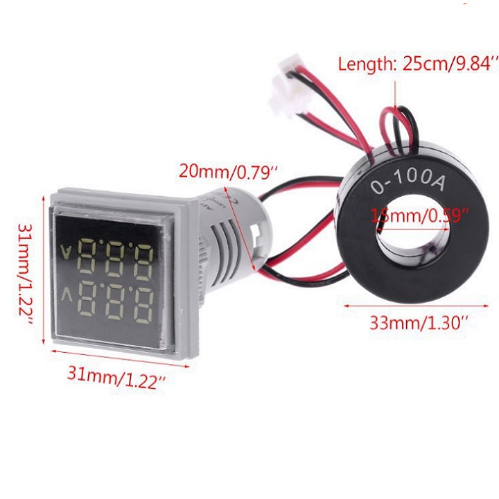 ĐỒNG HỒ ĐO VOL VÀ AMPE 220V AC