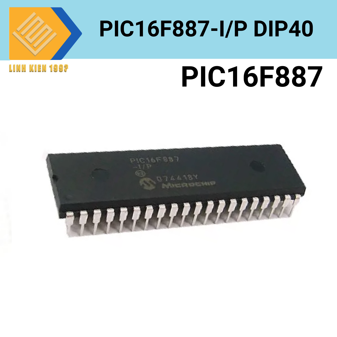 IC vi điều khiển PIC16F887-I/PT DIP40 8-Bit Microcontroller, 20MHz chân cắm