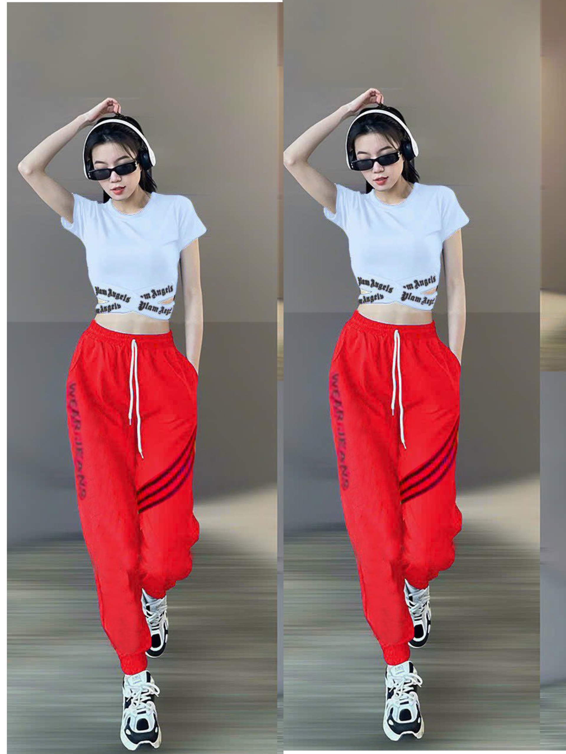 bộ thể thao nữ, QUẦN CHẤT GIÓ,ÁO CHẤT THUN LẠNH THỂ THAO