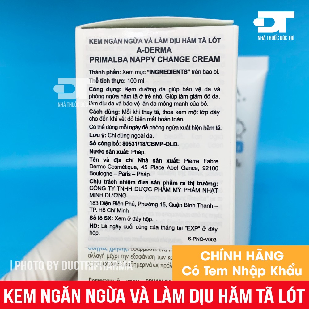 Kem hăm tã A-DERMA PRIMALBA Nappy Change Cream - ADERMA