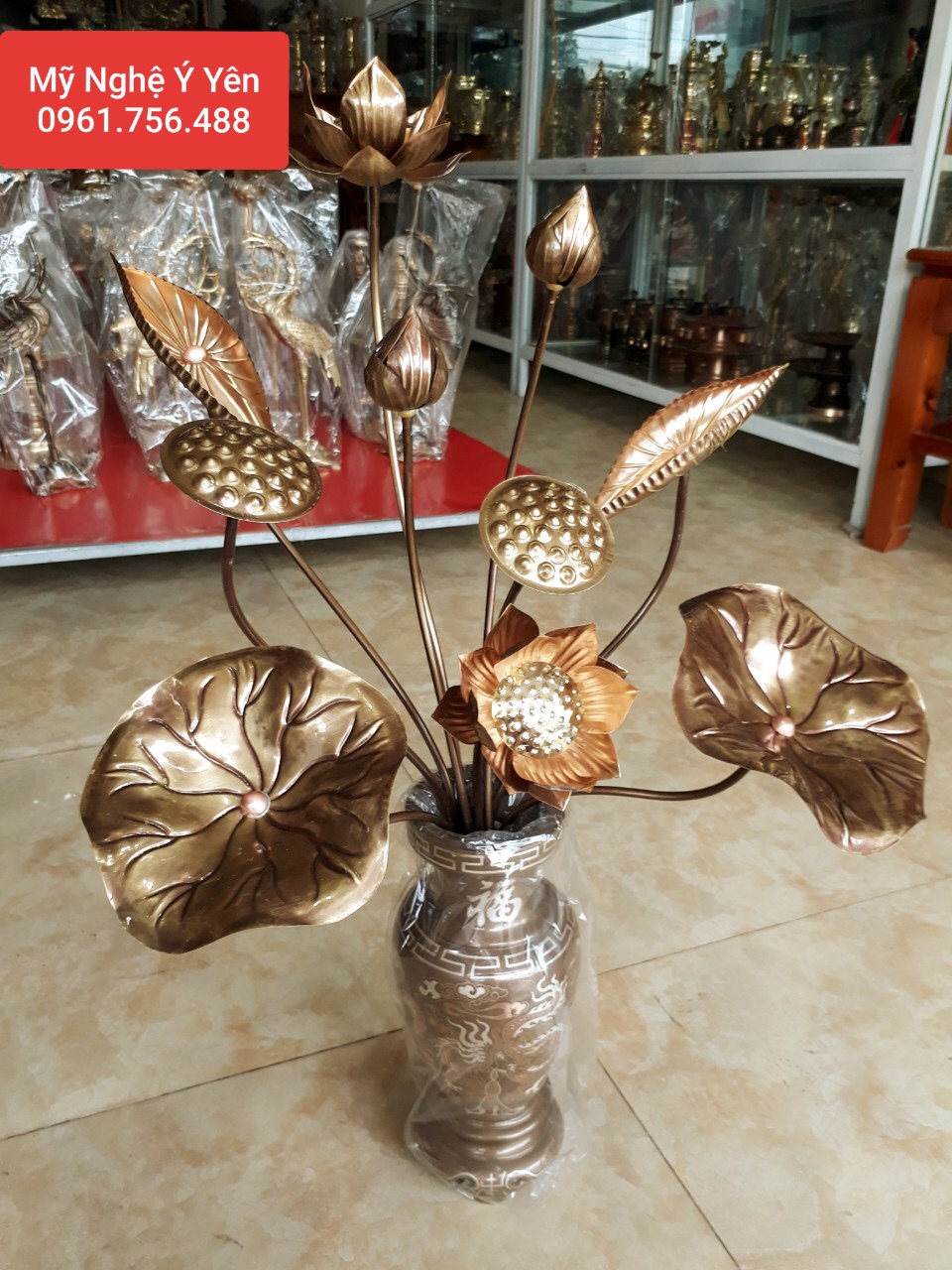 Bó hoa sen đồng giả cổ 10 cành kiểu