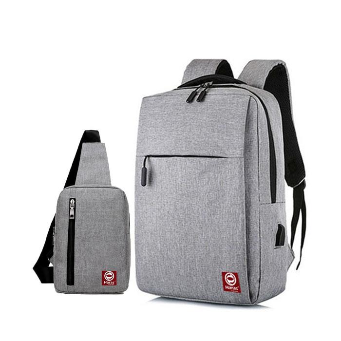 Combo Ba Lô Laptop Cao Cấp HR0237 Và Túi Đeo Chéo HARAS HR147