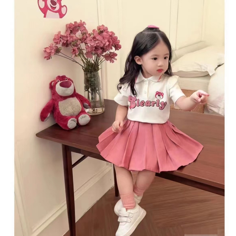 Set bộ chân váy dập ly cho bé gái