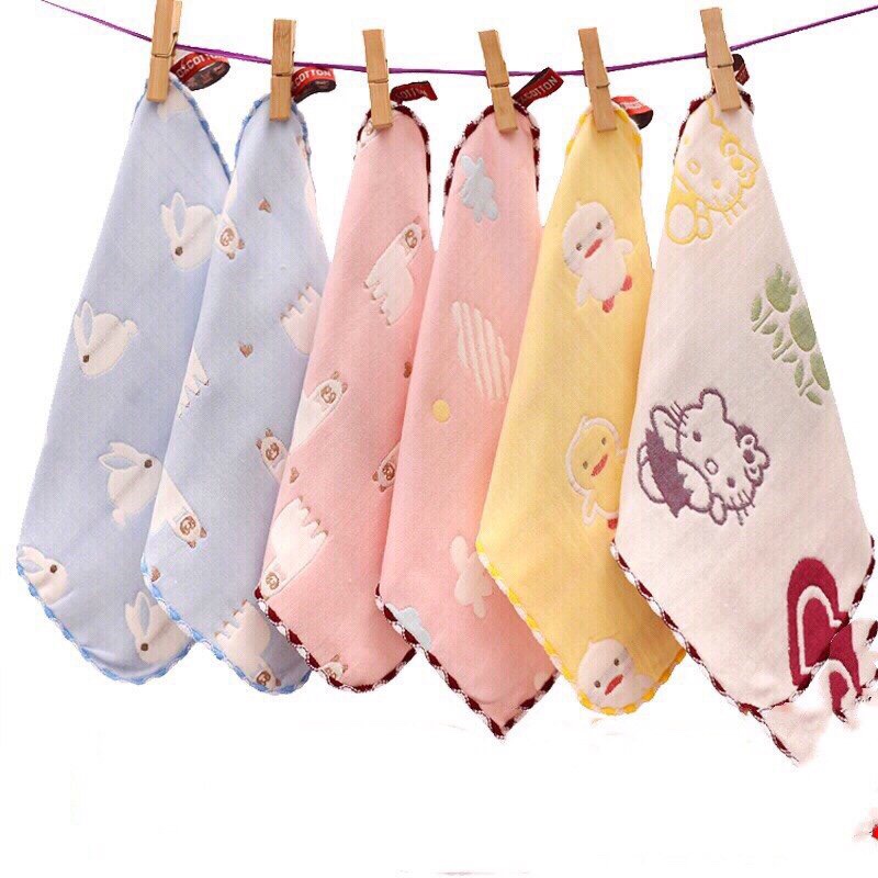 Sét 5 khăn xô leele rửa mặt 6 lớp sợi tre màu sắc  25-25cm K333
