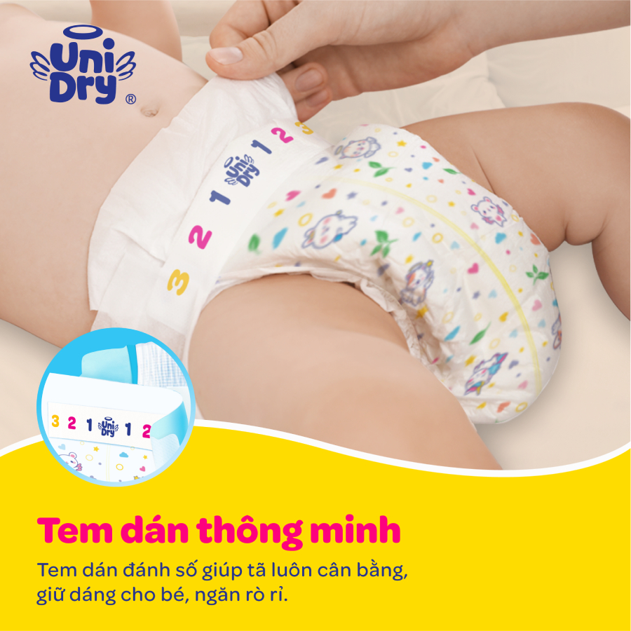 [HỎA TỐC 2H] Tã dán UniDry Siêu khô thoáng gói Super Jumbo mới size M76/L68/XL62