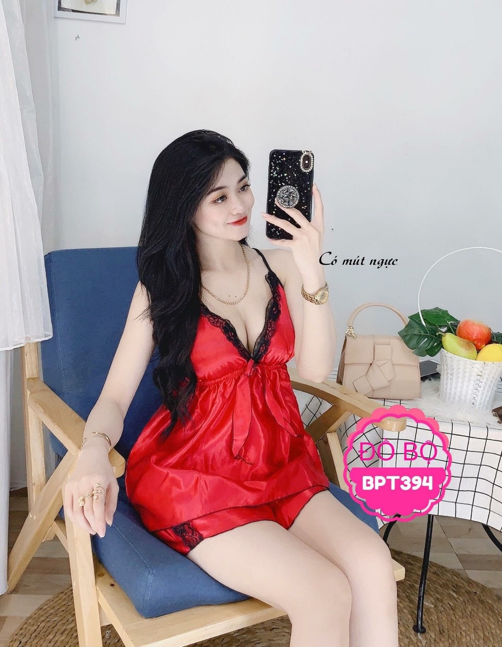 Đồ ngủ phi bóng sexy ren lưng có mút freesize dưới 55kg(M033)