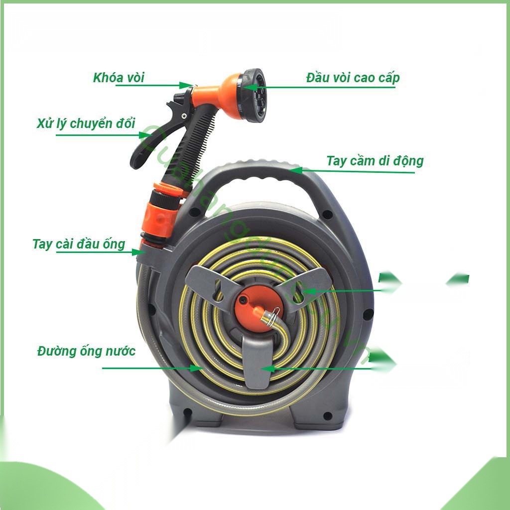 [ BẢO HÀNH 12 THÁNG ] Bộ vòi rửa xe, tưới cây thu cuộn dây ống dài 12m Ống nước siêu bền, không gập, không xoắn, chịu áp lực cao