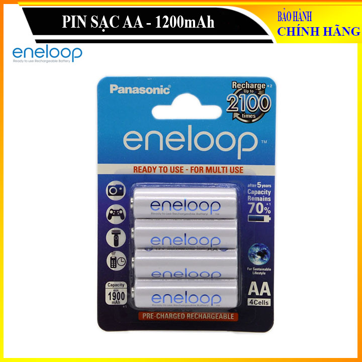Vỉ 04 viên pin sạc AA 1900mAh, Pin sạc lại 2100 lần - ENELOOP AA-1900 (Hàng chuẩn)