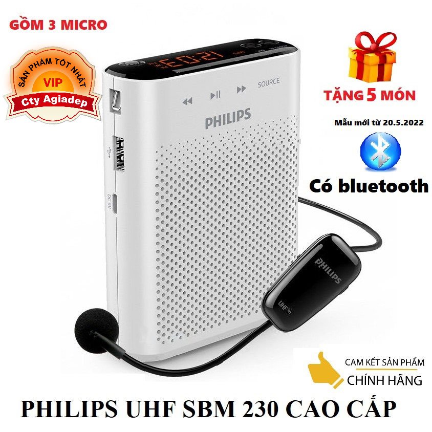 Máy trợ giảng không dây có Bluetooth cao cấp PHILIPS SBM230 cảm ứng 1 chạm có quà tặng kèm.