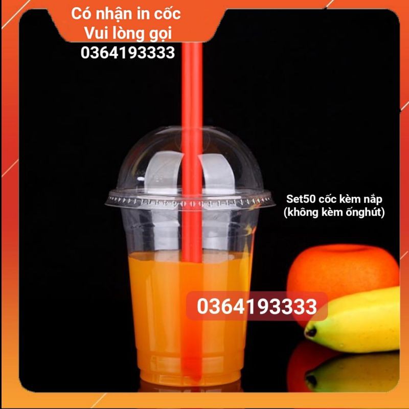 Cốc nhựa dùng 1 lần 400ml 50 cái cốc nhựa nắp cầu
