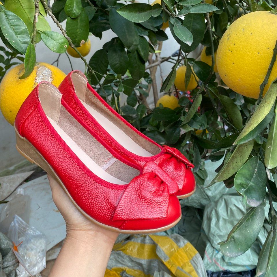 Giày sandal da xỏ ngón đế bằng 2cm cao su chắc chắn size 35-40