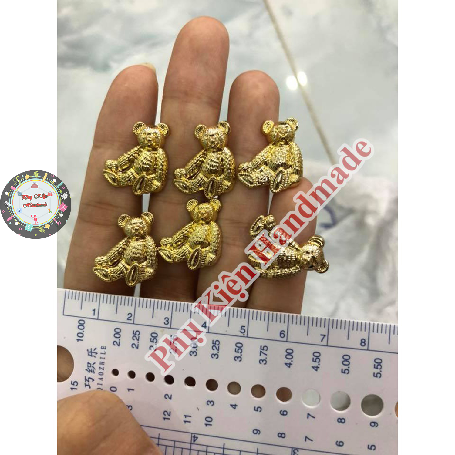 Mạc gấu mini 1,6x2cm làm túi xách