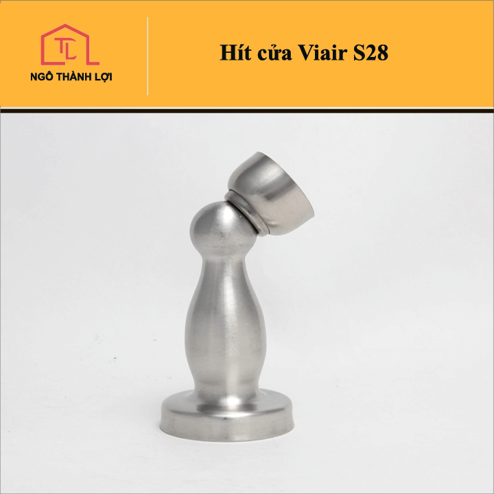 Hít cửa Viair S28 inox trắng bạc - chốt chặn cửa nam châm chống va đập