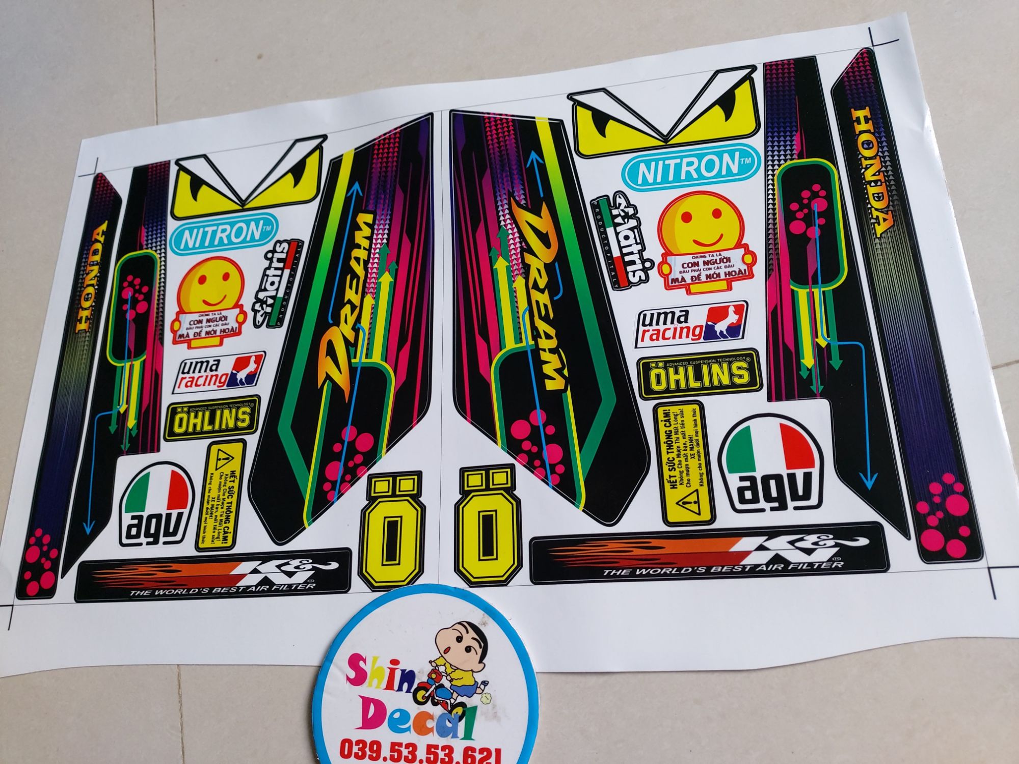 Tem rời dream chỉ 7 màu tặng logo