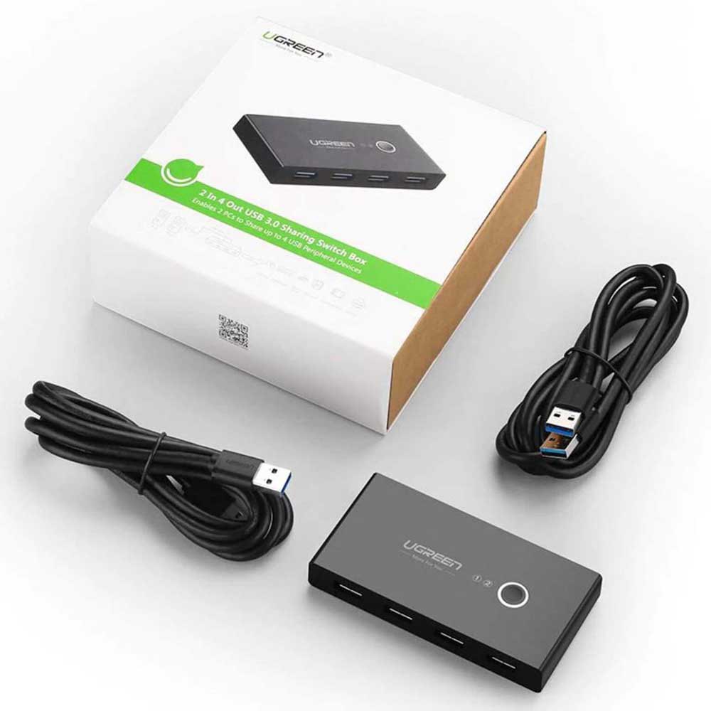 Bộ chia sẻ máy in USB 4 thiết bị vào 2 máy tính Ugreen 30768
