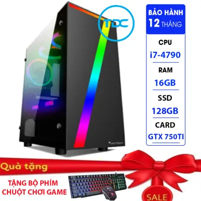 MAX PC GAMING X7 CPU Core i7 4790 Ram 16GB SSD 128GB GTX 750TI Chơi PUBG,LOL, CF, Fifa4, Đế chế ...+ Tặng Ngay Bàn Phím Giả Cơ,Chuột Led 7 Màu - Máy Tính Chơi Game,Thùng cây máy tính để bàn chơi game