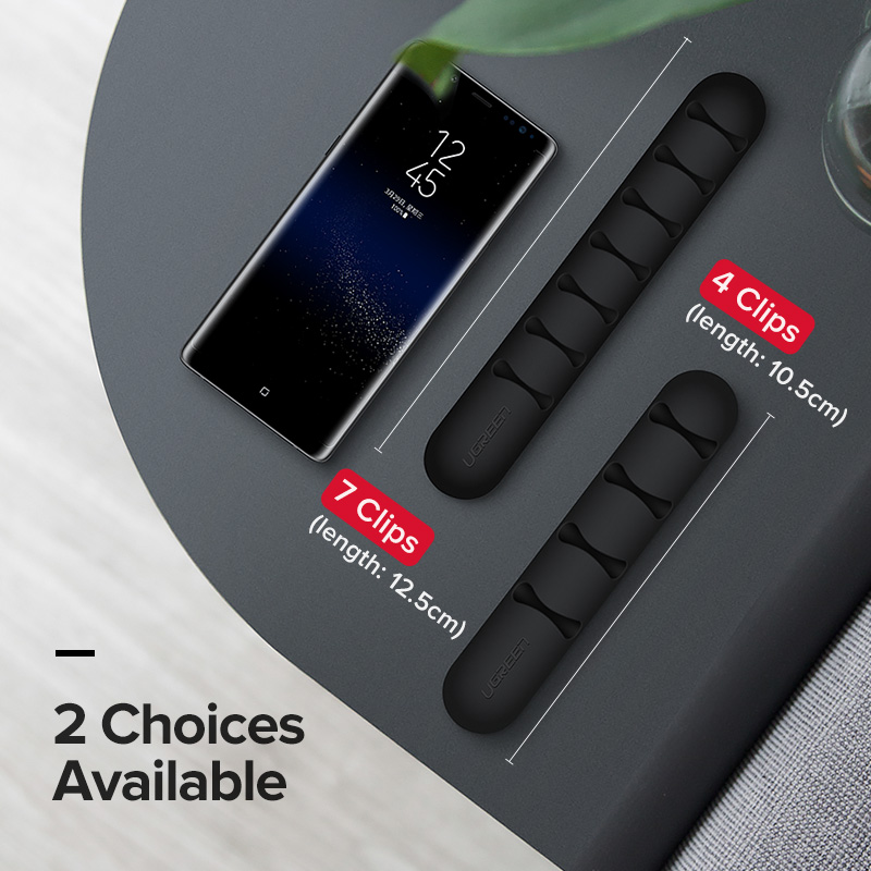UGREEN 7 Clips Cable Organizer Silicone USB Cable Winder Flexible Cable Management Clips Cable Holder for Mouse Headphone Earphone