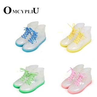 Rain Boots 2021 Summer Women Ankle Boot Fashion Plus Size Transparent Flat Booties Rainboots Waterproof Woman Shoes botas mujer thumbnail