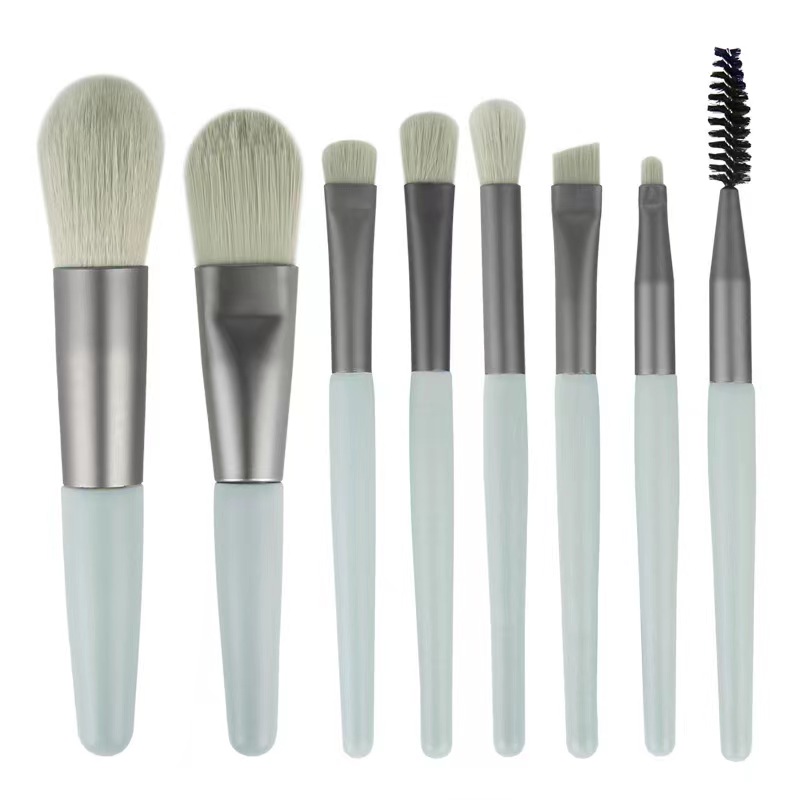 Set 8 cọ trang điểm cán gỗ lông mềm mini xinh xắn Y