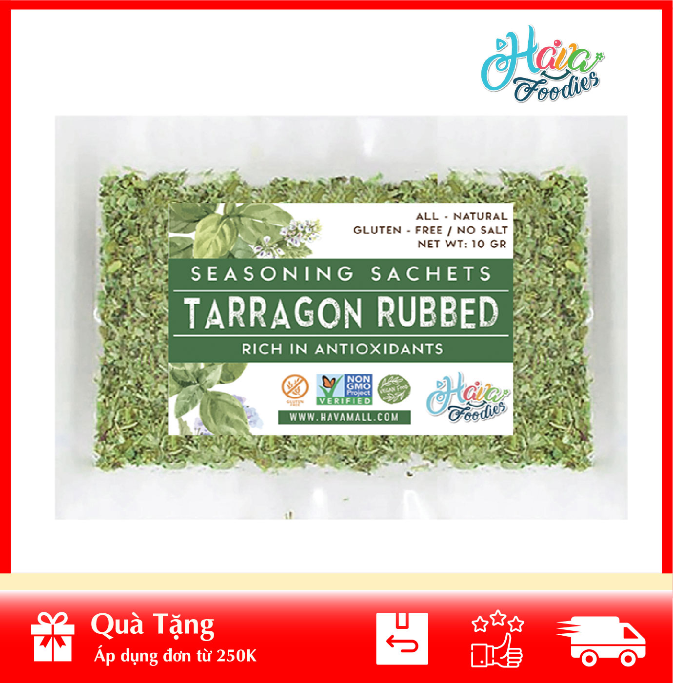 [HOÀN TIỀN MAX 10%][ HÀNG CÔNG TY NHẬP KHẨU ] Lá Ngải giấm Thương Hiệu Hava Foodies Gói 5g – Tarragon Rubbed