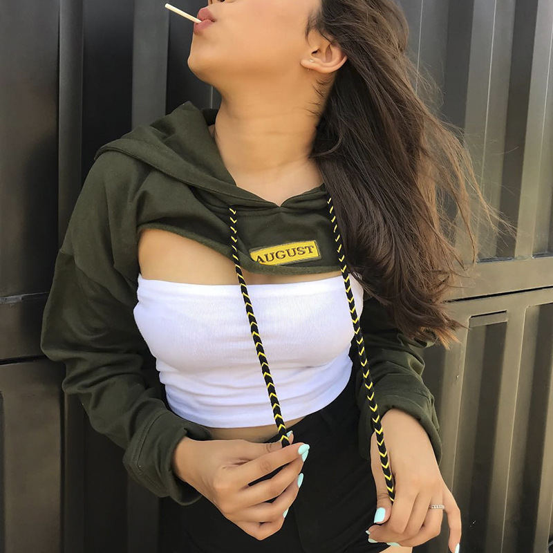 Áo Hoodie Cut Out Xanh Rêu